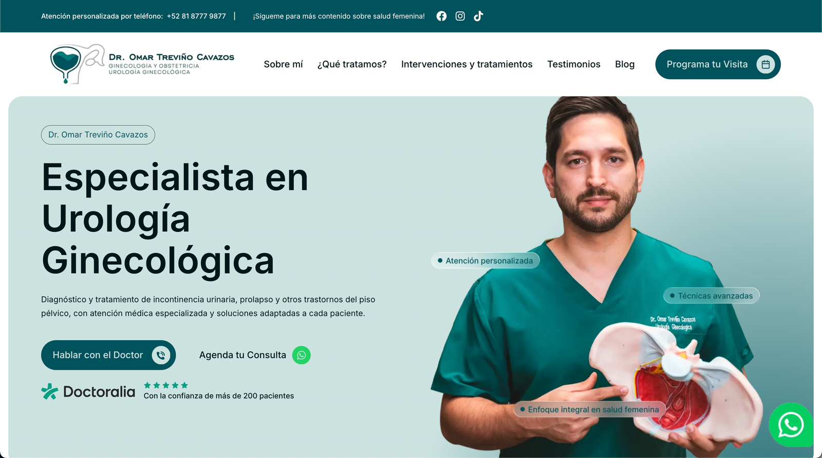Sitio web del Dr. Omar Treviño Cavazos desarrollado por Nuvex