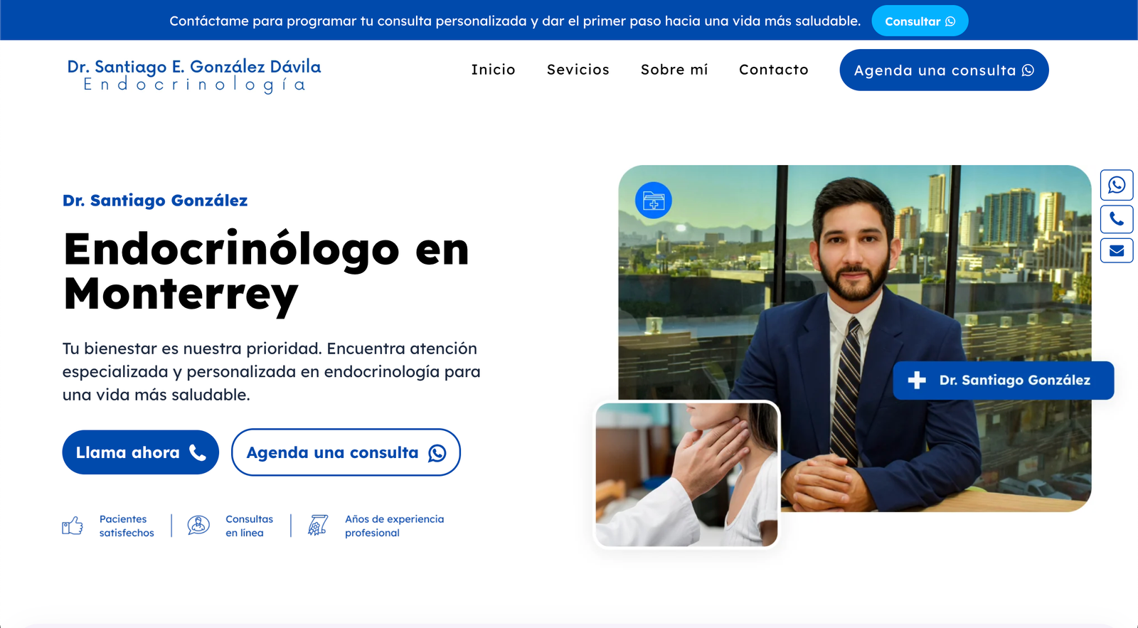 Sitio web del Dr. Santiago González desarrollado por Nuvex