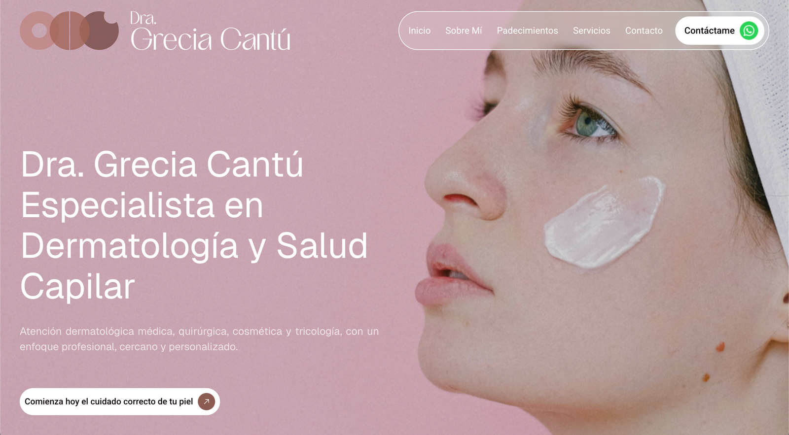 Sitio web de la Dra. Grecia Cantú desarrollado por Nuvex