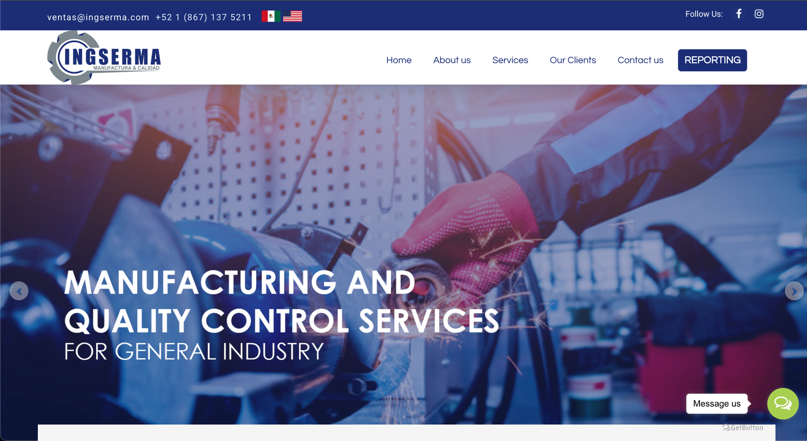 Sitio web corporativo de Ingserma desarrollado por Nuvex