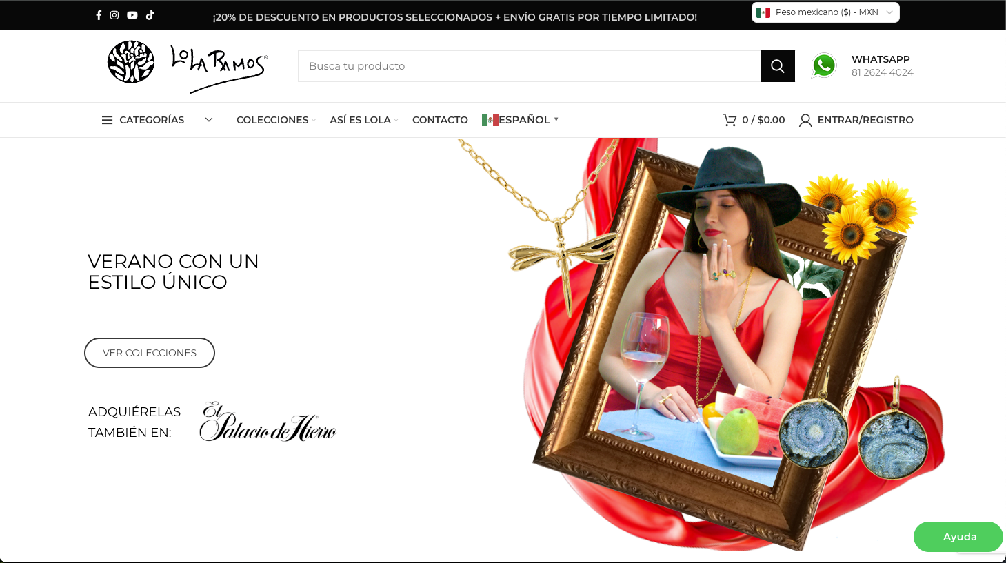 Tienda en línea Lola Ramos desarrollada por Nuvex