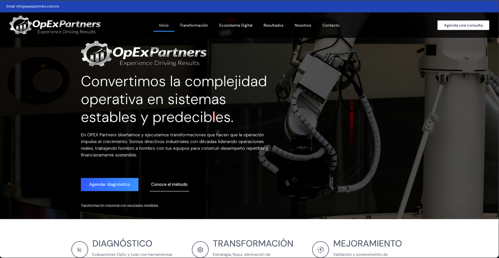 Sitio web corporativo OpExPartners desarrollado por Nuvex