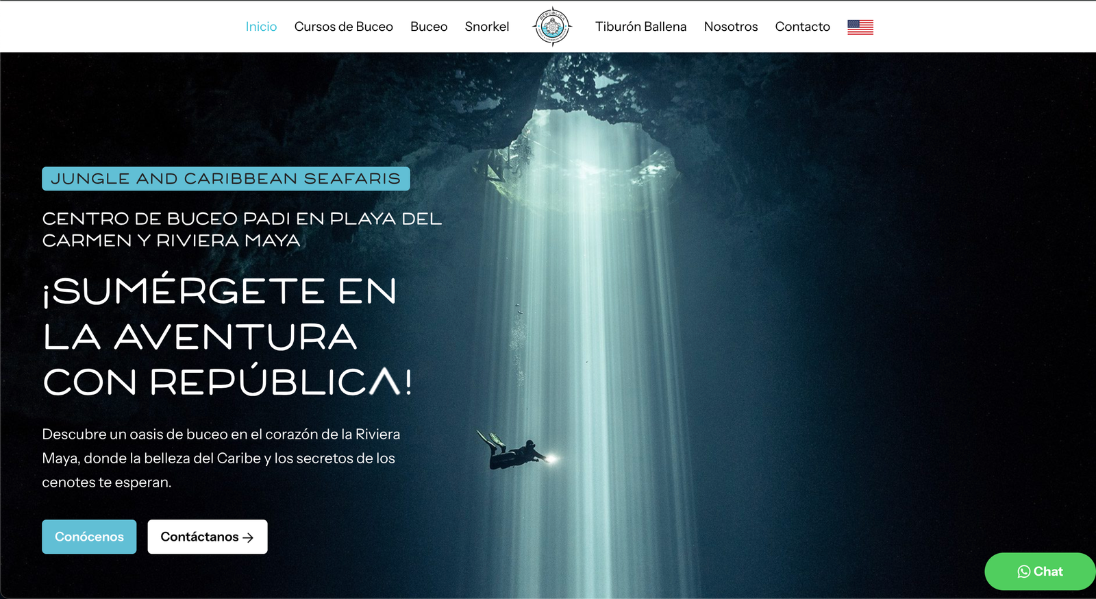 Sitio web República Diving desarrollado por Nuvex