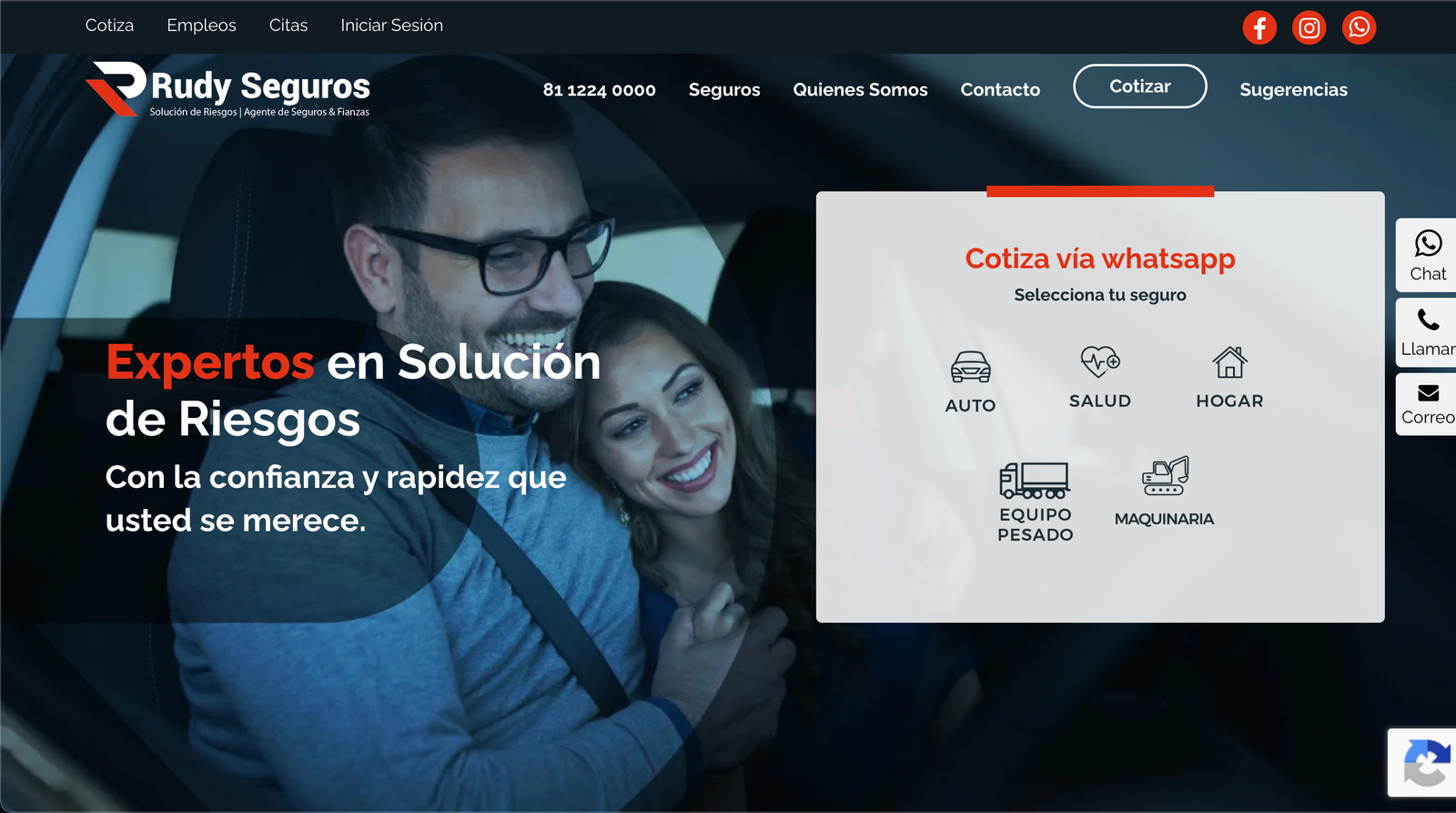 Sitio web de Rudy Seguros desarrollado por Nuvex