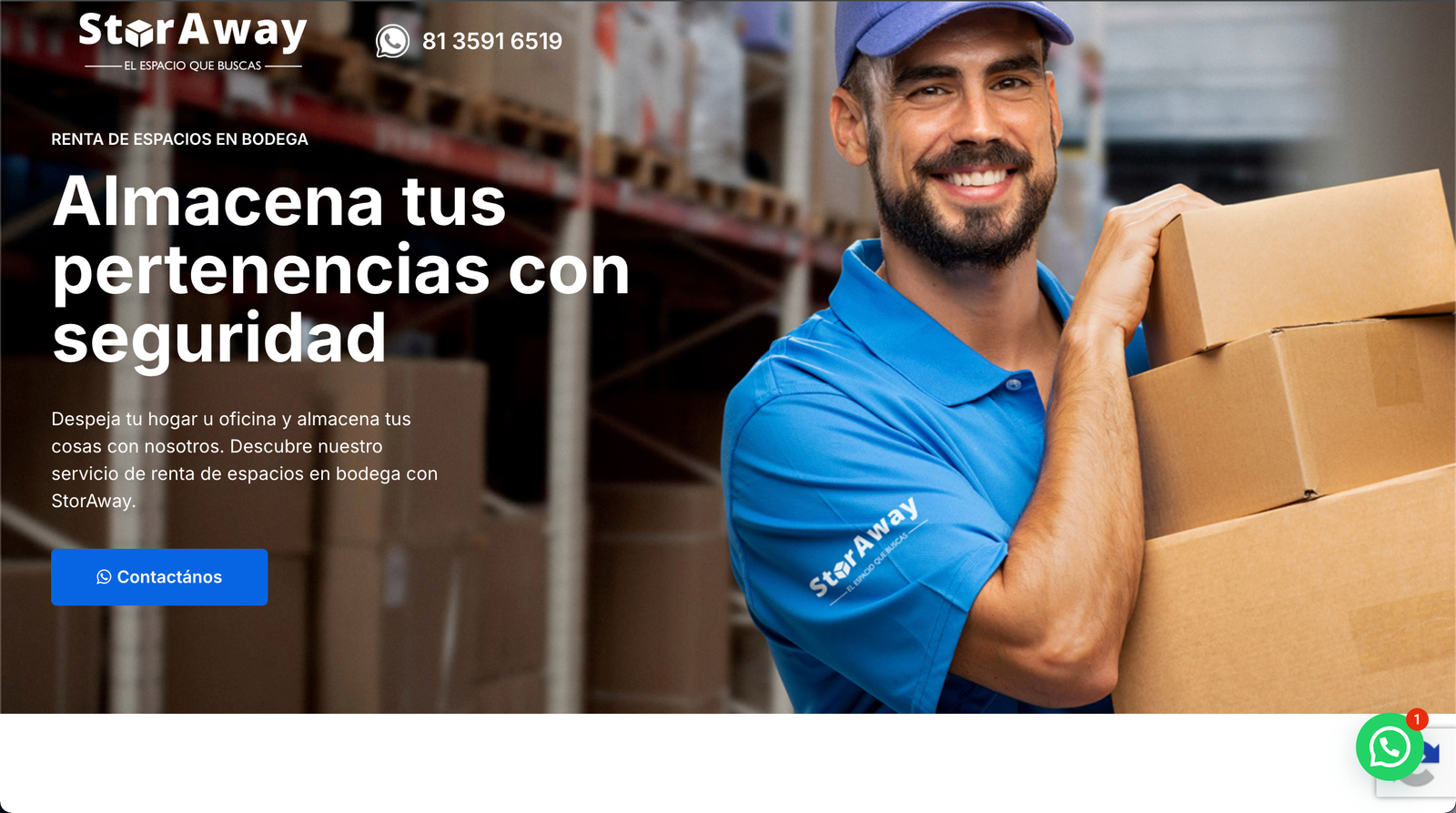 Landing web StorAway desarrollado por Nuvex