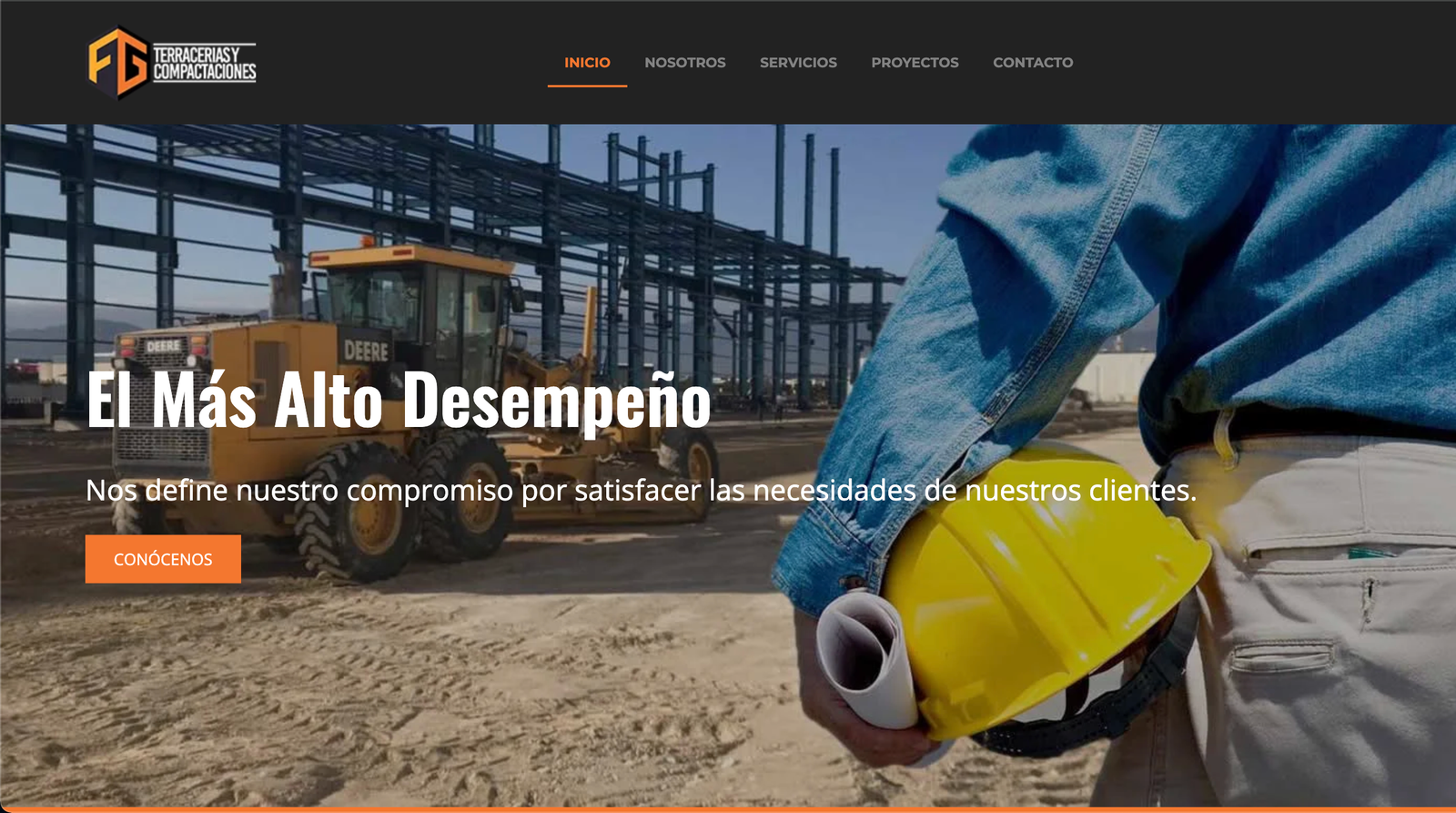 Landing web de Terracerías FG desarrollado por Nuvex