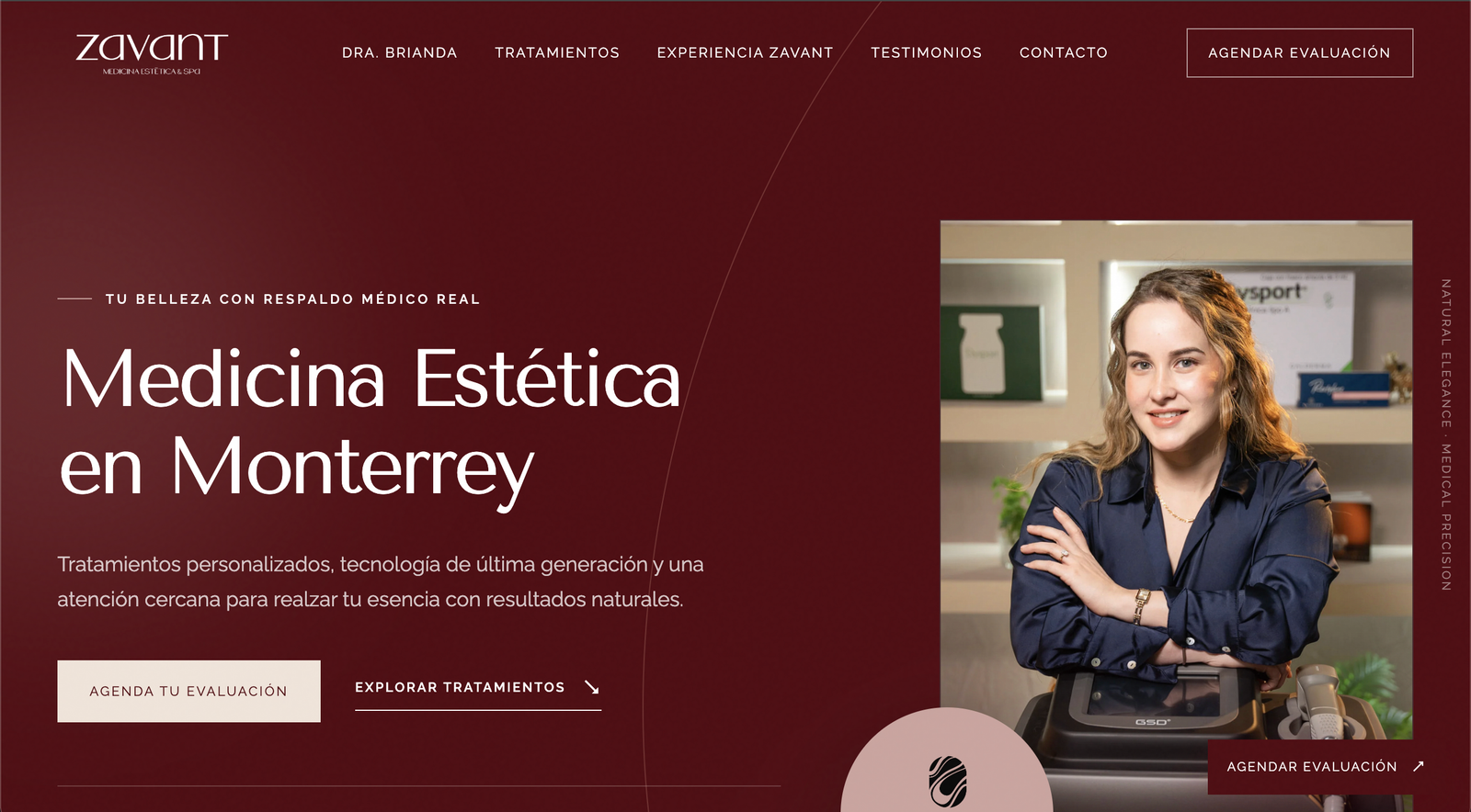 Sitio web Zavant Med Spa desarrollado por Nuvex